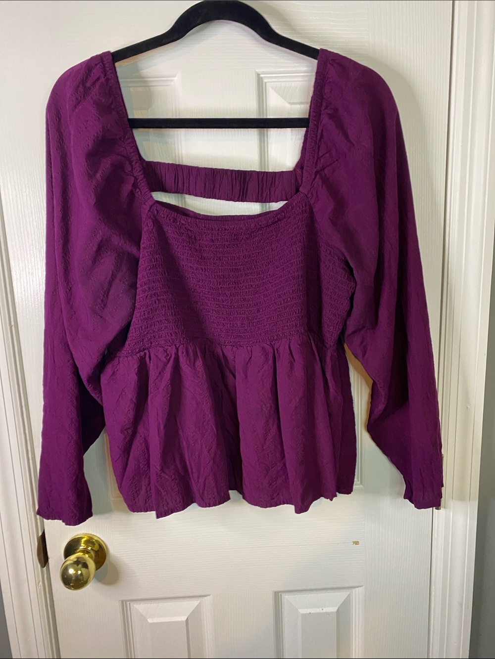 Old Navy Plum Smocked Square-Neck Peplum  Size XLarge.